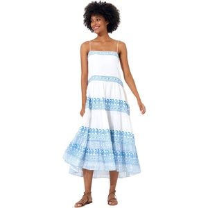 Oliphant Blue and White Midi Dress